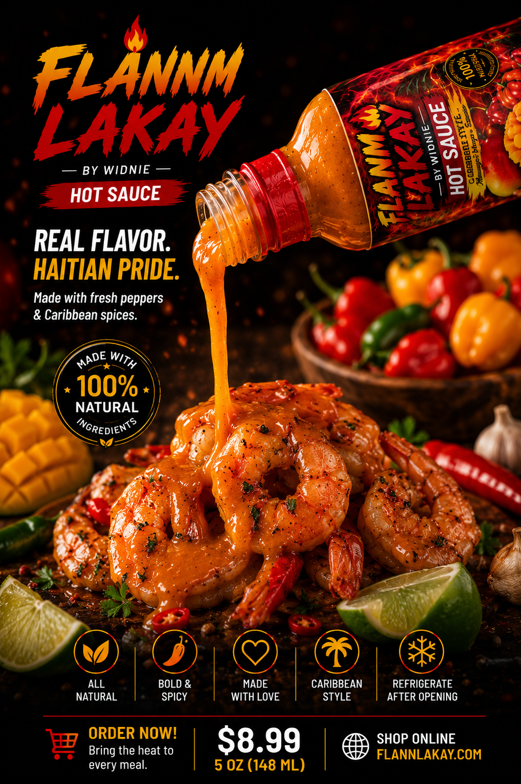 🔥🔥🌶️ Flanm Lakay Hot Sauce 5 oz