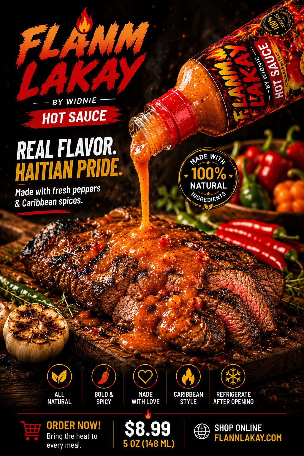 🔥🔥🌶️ Flanm Lakay Hot Sauce 5 oz